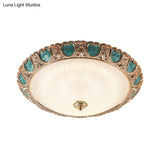 Blue Dome Ceiling Light With Led And Country Cream Glass In Warm/White Available 3 Sizes