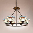 Blue Glass Baroque Chandelier With Bowl Design And 6 Lights In Antique Bronze For Dining Room