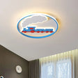 Blue Kids Flush Mount Ceiling Light | Led Acrylic Lighting For Boys Bedroom 16’/19.5’ Width / 16’