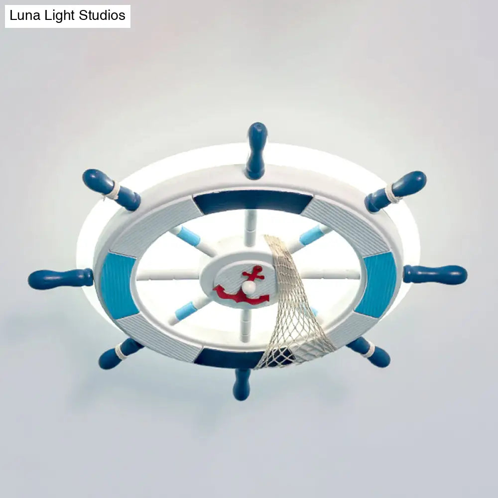 Blue Led Round Acrylic Ceiling Light With Creative Rudder Design - Flushmount Lighting
