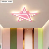 Blue/Pink Led Acrylic Star Flush Mount For Modern Bedroom Ceiling Lighting