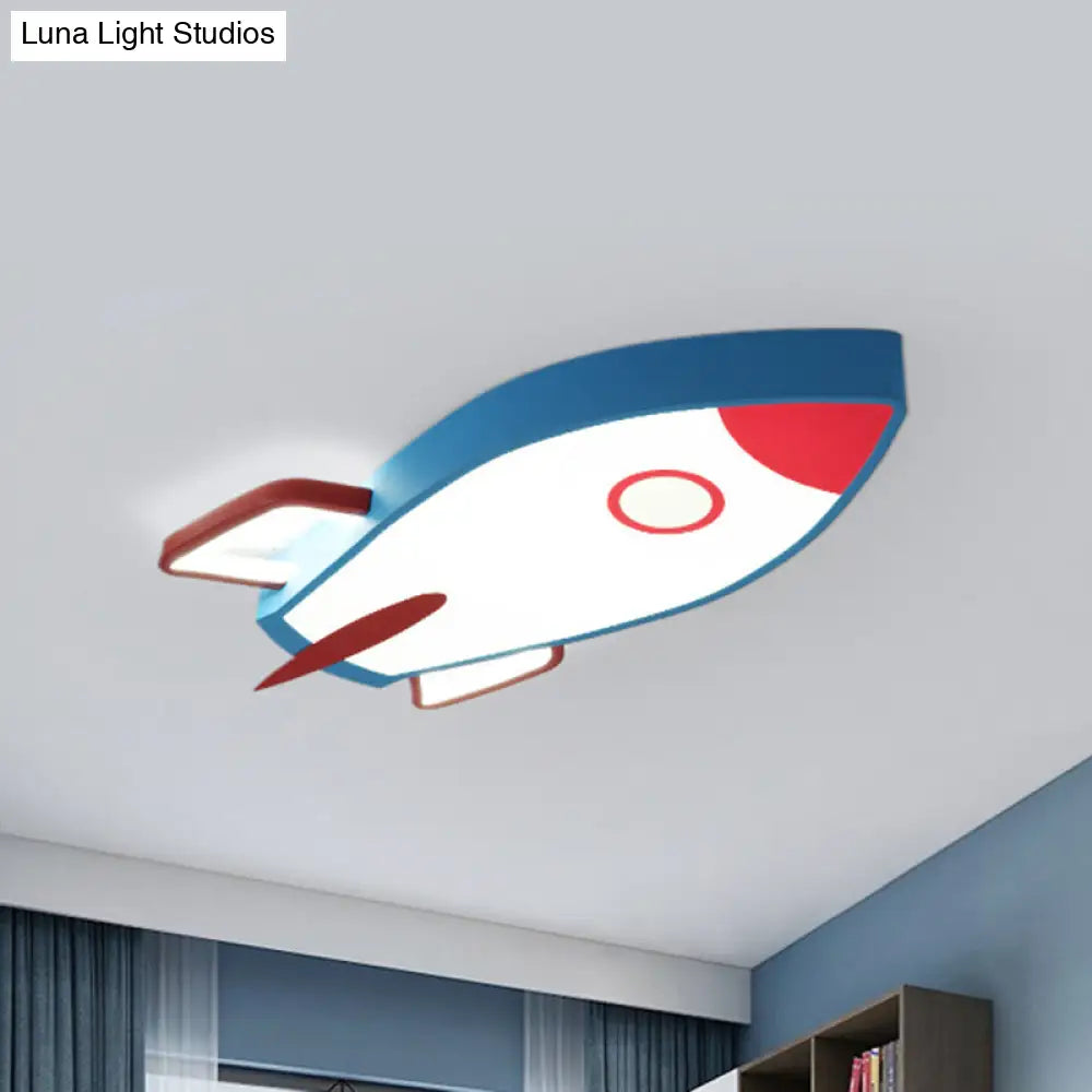 Blue Rocket Bedroom Flushmount Ceiling Fixture - Acrylic Led Contemporary Light