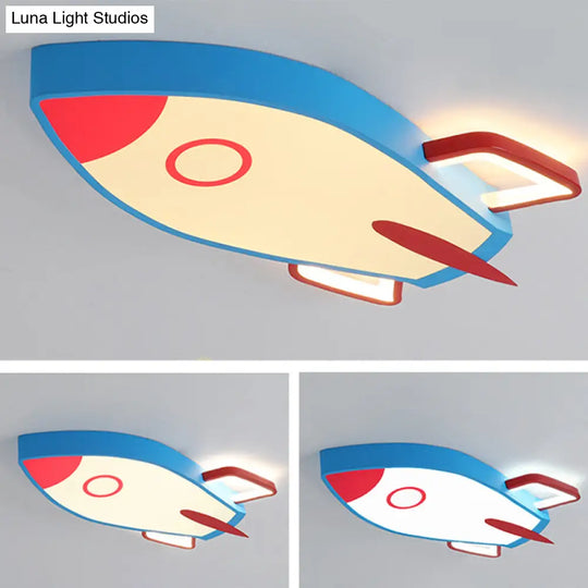 Blue Rocket Bedroom Flushmount Ceiling Fixture - Acrylic Led Contemporary Light