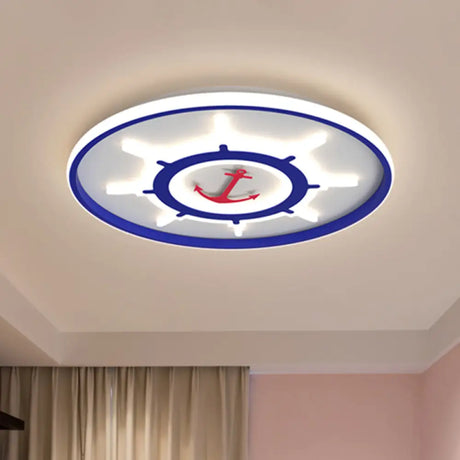 Blue Rudder Led Acrylic Flush Mount Ceiling Light - Mediterranean Style