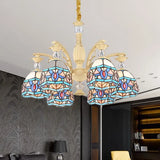 Blue Victorian Chandelier With Cut Glass Shade - 6/9/11 Lights Modern Suspension Pendant For Living