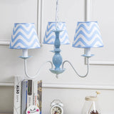 Blue Zig Zag Pendant Light With Fabric Shade - Modern Chandelier For Child Bedroom 3 /