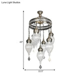 Bohemia 7-Light Crackle Glass Chandelier: Clear Ceiling Pendant For Living Room With Circular Design