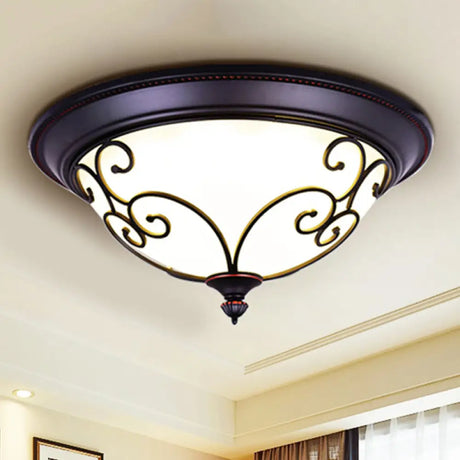 Bowl Bedroom Flush Mount Lamp - Classic Frosted Glass Led Ceiling Light White Warm/White