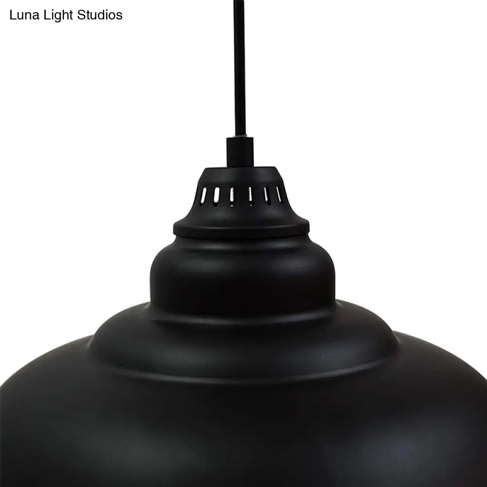 Bowl Suspension Pendant Light In Black - Industrial Style Metal 1 For Dining Room