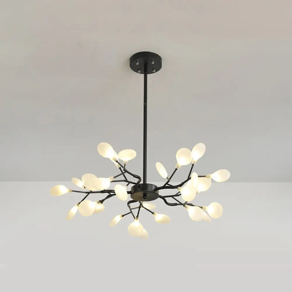Branch-Like Wireframe Led Chandelier: Modern Metal Hanging Light For Living Room 30 / Black C