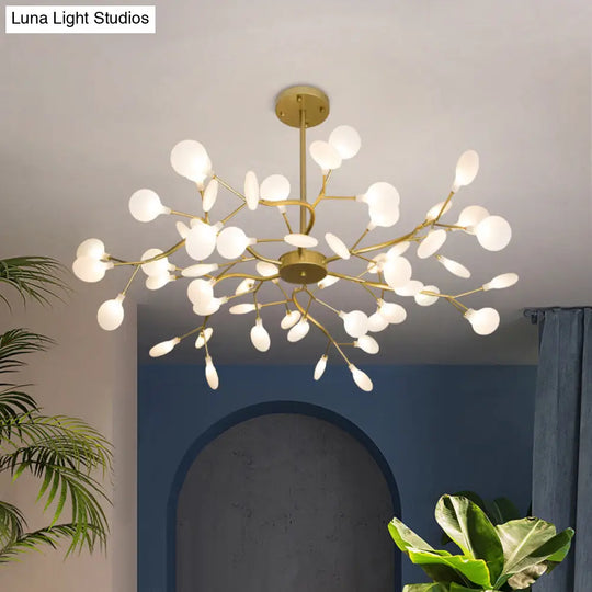 Branch-Like Wireframe Led Chandelier: Modern Metal Hanging Light For Living Room