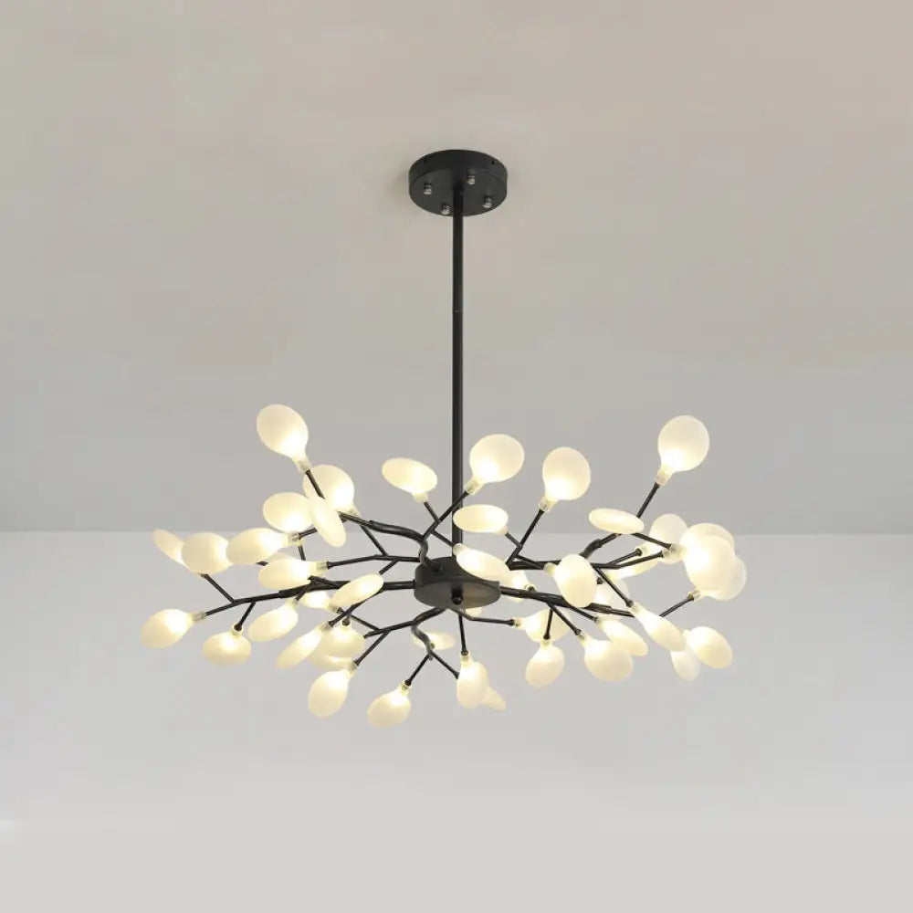 Branch-Like Wireframe Led Chandelier: Modern Metal Hanging Light For Living Room 45 / Black C