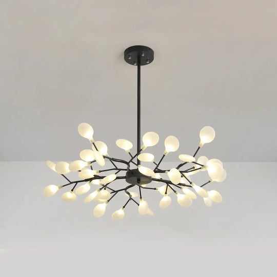 Branch-Like Wireframe Led Chandelier: Modern Metal Hanging Light For Living Room 45 / Black C