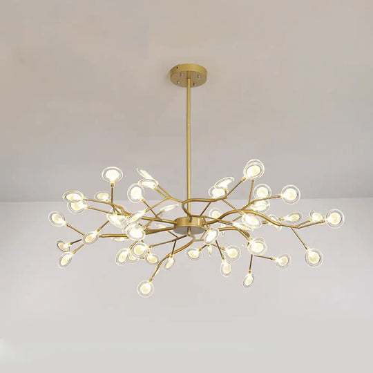 Branch-Like Wireframe Led Chandelier: Modern Metal Hanging Light For Living Room 54 / Gold B
