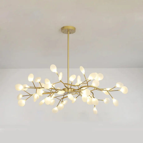 Branch-Like Wireframe Led Chandelier: Modern Metal Hanging Light For Living Room 54 / Gold C
