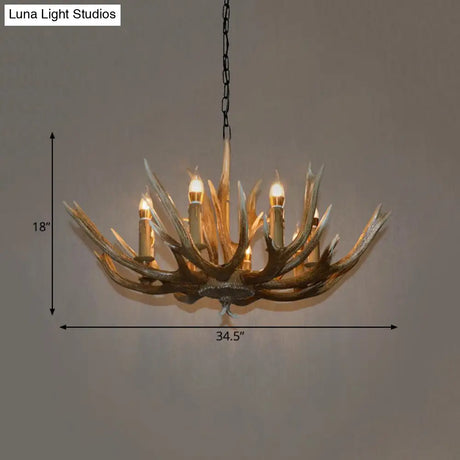 Branch Resin Pendant Chandelier - Cottage Style Hanging Ceiling Light (6/8/12 Heads) Elegant Brown