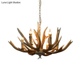 Branch Resin Pendant Chandelier - Cottage Style Hanging Ceiling Light (6/8/12 Heads) Elegant Brown