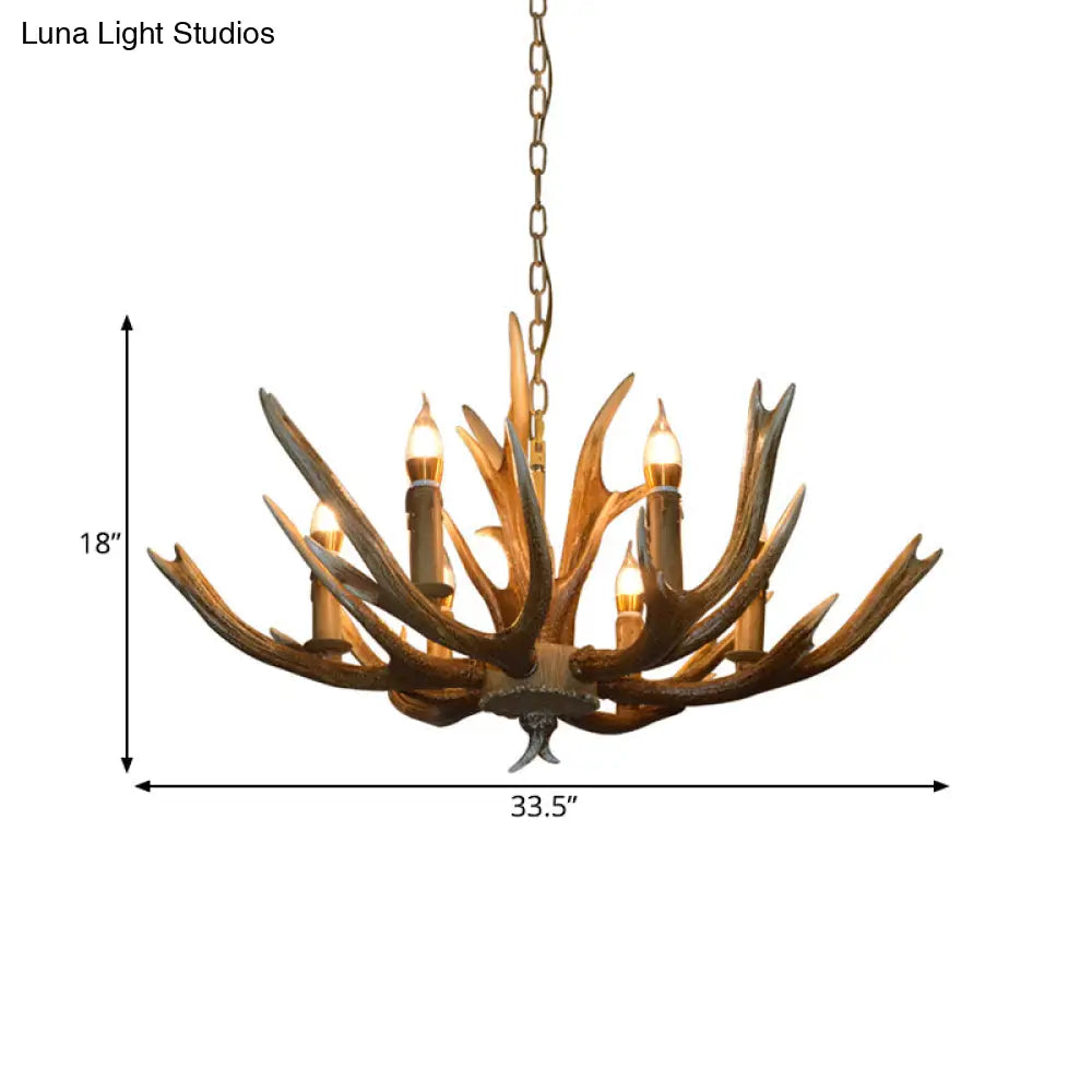 Branch Resin Pendant Chandelier - Cottage Style Hanging Ceiling Light (6/8/12 Heads) Elegant Brown