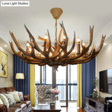 Branch Resin Pendant Chandelier - Cottage Style Hanging Ceiling Light (6/8/12 Heads) Elegant Brown