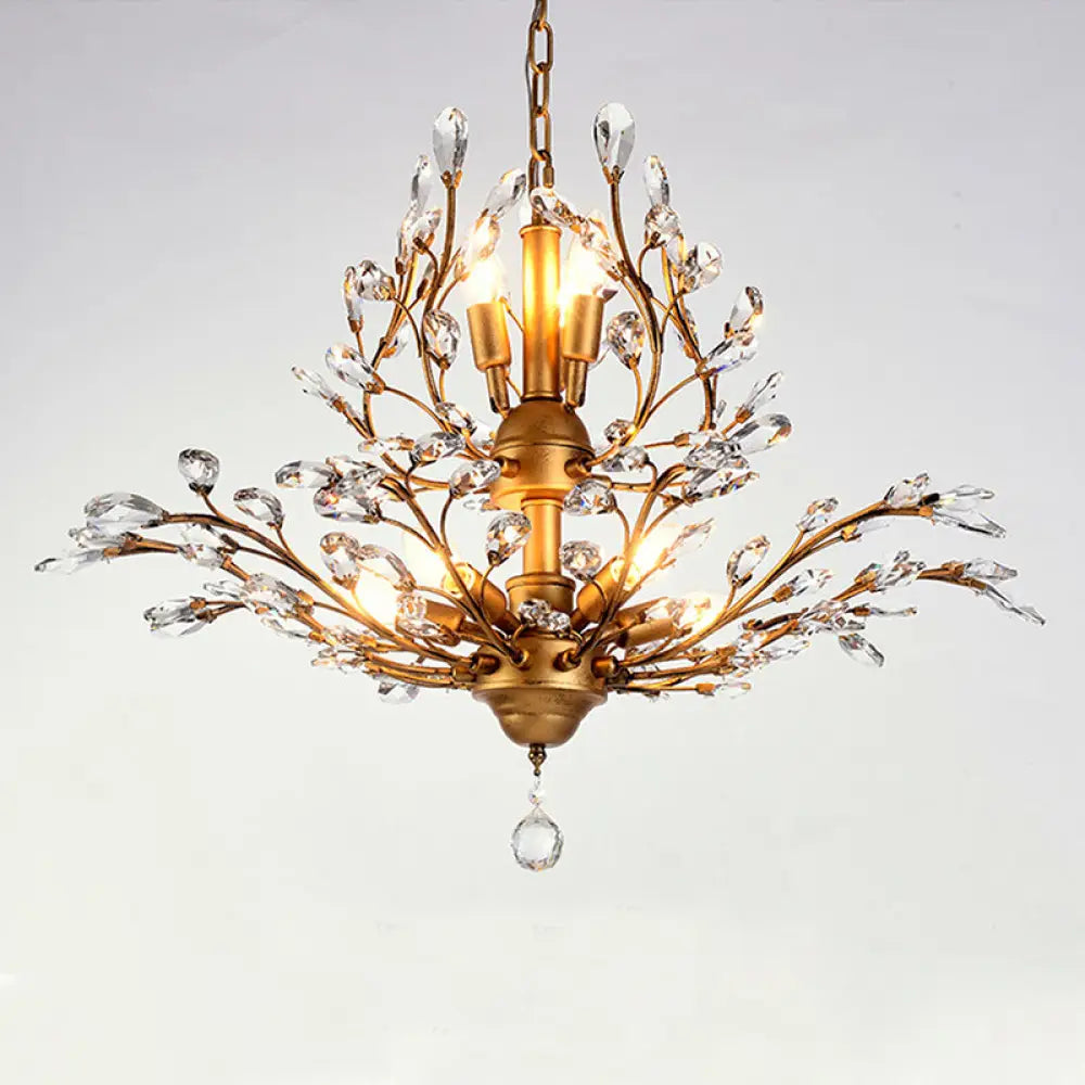Branch Shaped Crystal Chandelier Pendant Light - Country Style Living Room Fixture