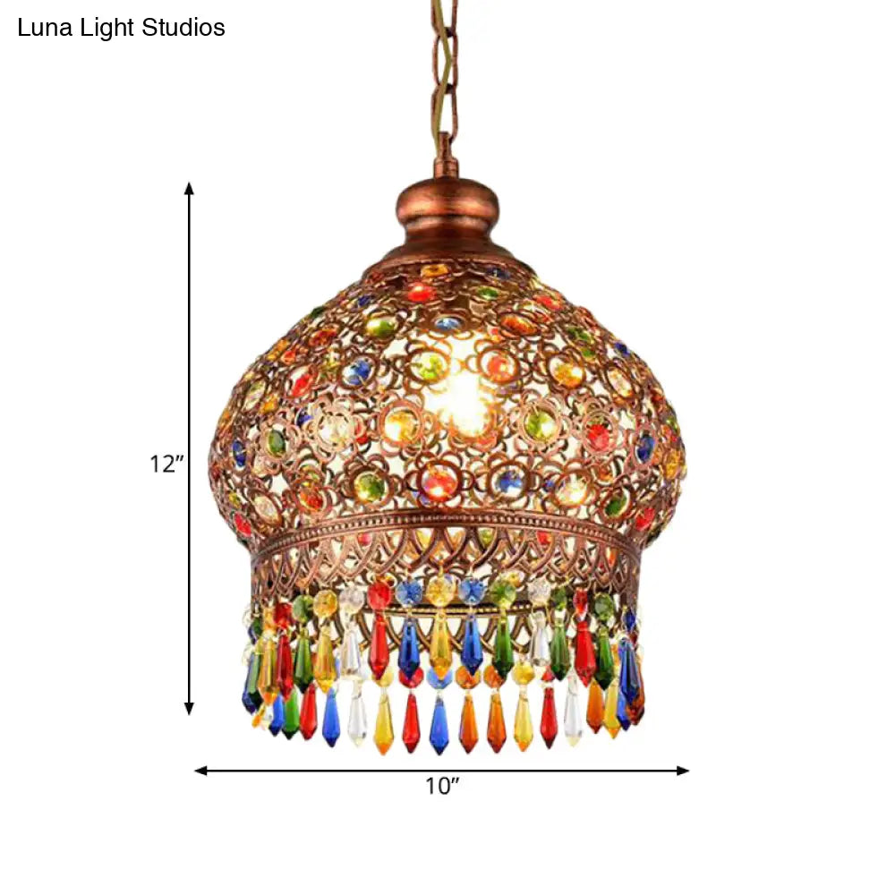 Brass 3-Head Metal Dome Chandelier Pendant For Corridors