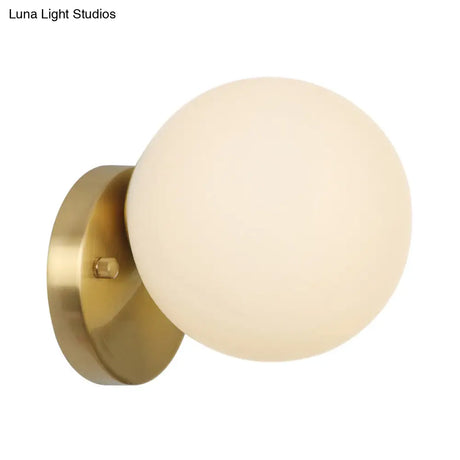 Brass Antique Wall Lamp Fixture With Frosted White Glass Tulip Shade - 1-Light Mount Light