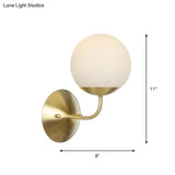 Brass Antique Wall Lamp Fixture With Frosted White Glass Tulip Shade - 1-Light Mount Light