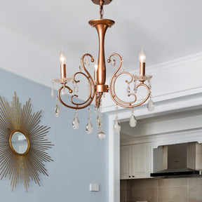 Brass Crystal Curvy Chandelier Lamp With Countryside Charm - 3/6/8 Lights 3 /