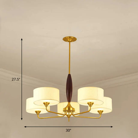 Brass Fabric Drum Chandelier: Minimalist Pendant Light For Living Room 5 /