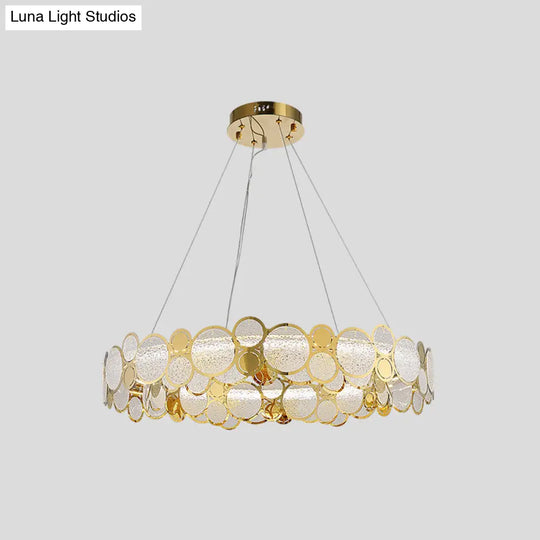 Brass Finish Crystal Pendant Ceiling Light With Glass Shade For Spacious Bedrooms / 21’ White