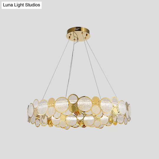Brass Finish Crystal Pendant Ceiling Light With Glass Shade For Spacious Bedrooms / 28.5’ White