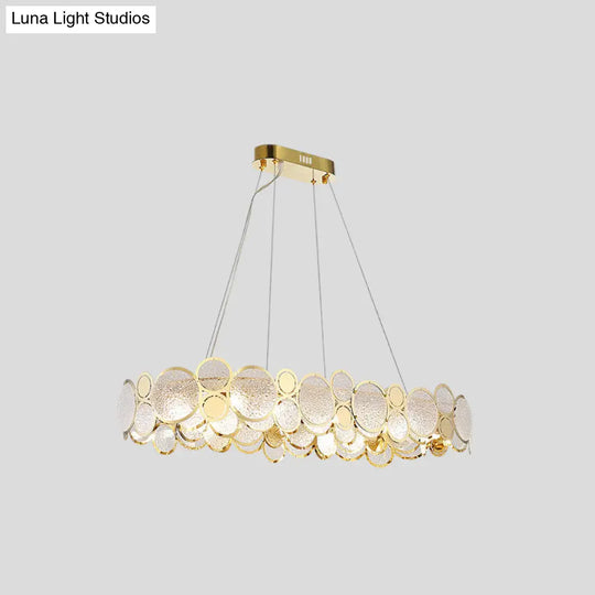 Brass Finish Crystal Pendant Ceiling Light With Glass Shade For Spacious Bedrooms / 36.5’ White