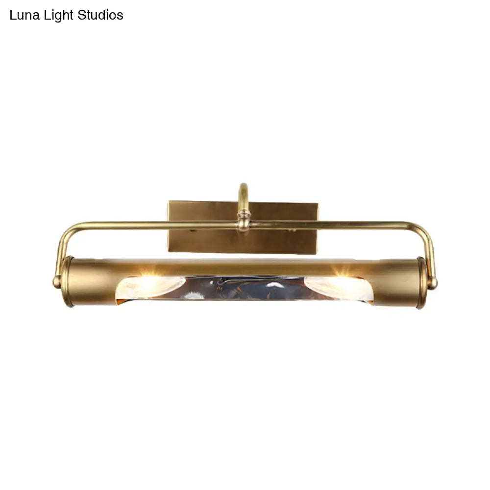 Brass Finish Vintage Vanity Lamp - 2 Light Wall Mount For Bathroom
