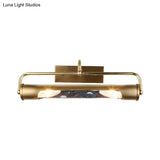Brass Finish Vintage Vanity Lamp - 2 Light Wall Mount For Bathroom