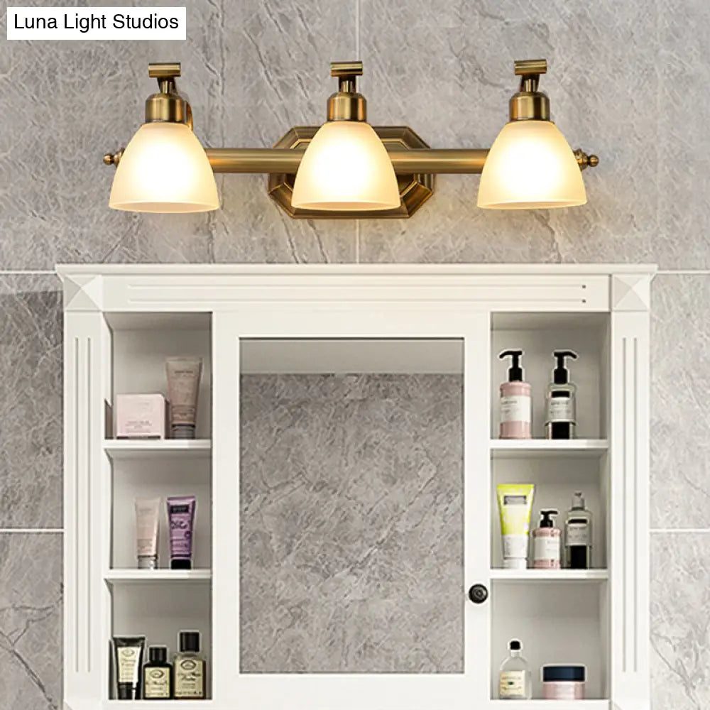 Brass Led Vanity Lighting For Makeup In Frosted Glass - American Bathroom Fixture