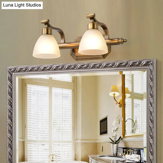 Brass Led Vanity Lighting For Makeup In Frosted Glass - American Bathroom Fixture