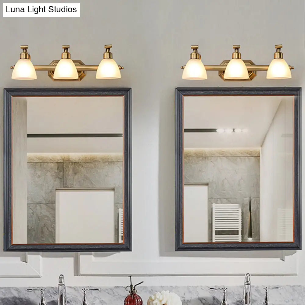 Brass Led Vanity Lighting For Makeup In Frosted Glass - American Bathroom Fixture