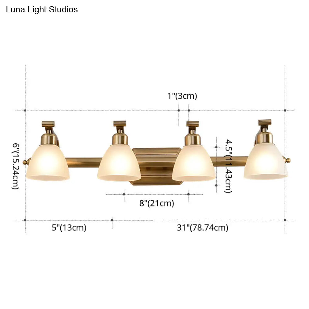 Brass Led Vanity Lighting For Makeup In Frosted Glass - American Bathroom Fixture