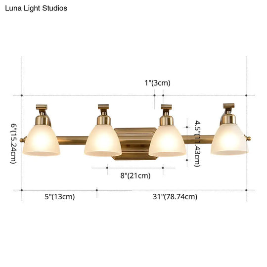 Brass Led Vanity Lighting For Makeup In Frosted Glass - American Bathroom Fixture