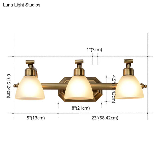 Brass Led Vanity Lighting For Makeup In Frosted Glass - American Bathroom Fixture
