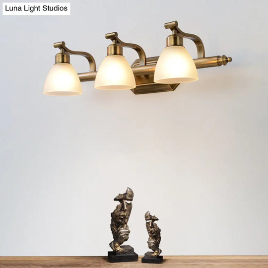 Brass Led Vanity Lighting For Makeup In Frosted Glass - American Bathroom Fixture