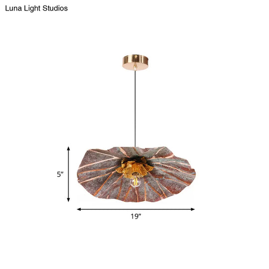 Brass Lotus Hanging Ceiling Light For Dining Room - 1 Metal Pendant Head
