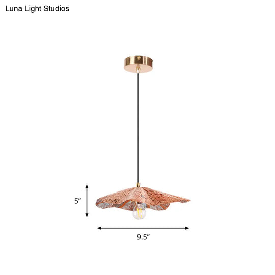 Brass Lotus Hanging Ceiling Light For Dining Room - 1 Metal Pendant Head