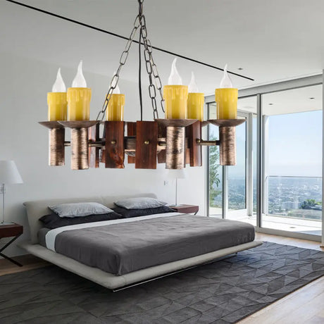 Brass Metal Vintage Hanging Chandeliers For Coffee Shop And Living Room Candle-Inspired Lighting 6 /