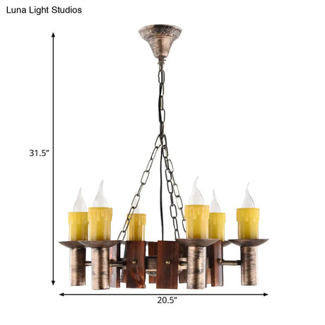 Brass Metal Vintage Hanging Chandeliers For Coffee Shop And Living Room Candle-Inspired Lighting
