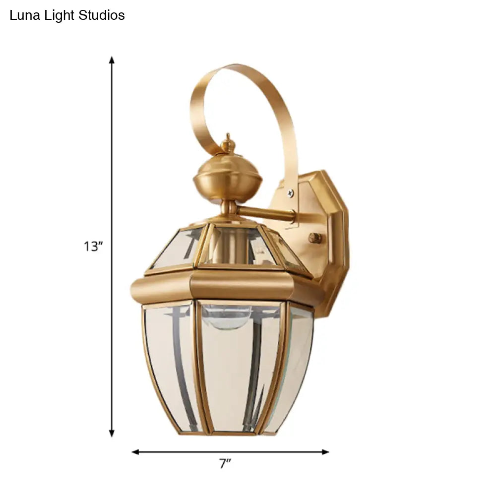 Brass Metal Wall Sconce For Dining Room - Traditional Urn Design 1 Bulb Mounted Light Fixture