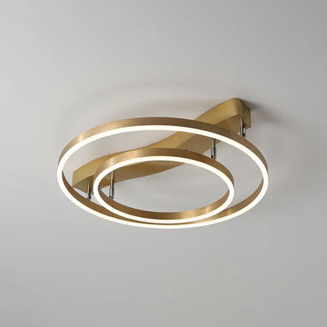 Brass Multi-Ring Led Flushmount Ceiling Light For Living Room 2 / White