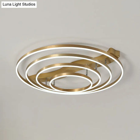 Brass Multi-Ring Led Flushmount Ceiling Light For Living Room