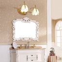 Brass Scalloped Sconce Vanity Light With Opal Glass For Bathrooms - Vintage Fixture 2 /