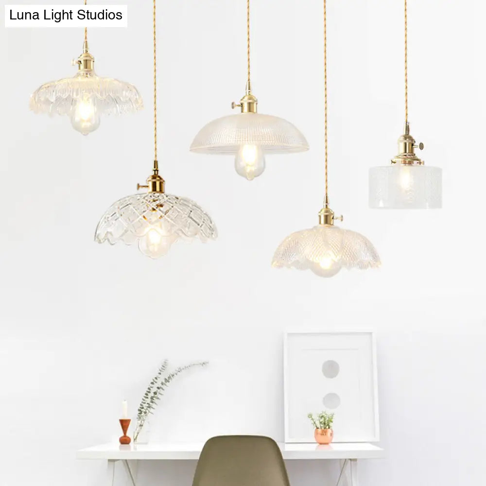Brass Glass Pendant Light: Vintage Shaded Texture Ideal For Restaurants